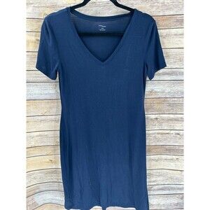 Women's Daily Ritual Blue V-neck Soft Jersey Knit T-shirt Dress Size S